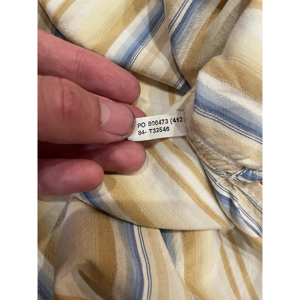 Tommy Bahama Men's 100% Silk Yellow Blue Striped Long Sleeve Shirt Size Medium - Picture 7 of 9